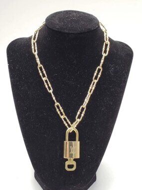 Gold-Plated Necklace with Authentic Louis Vuitton Padlock